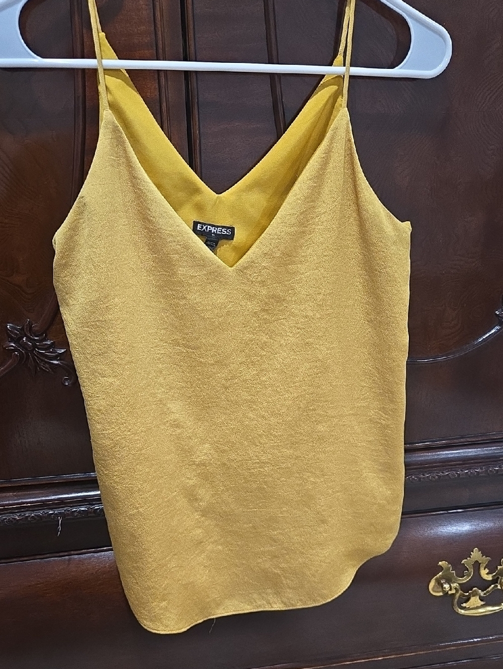 Express Mustard Yellow V-Neck Spaghetti Strap Tank